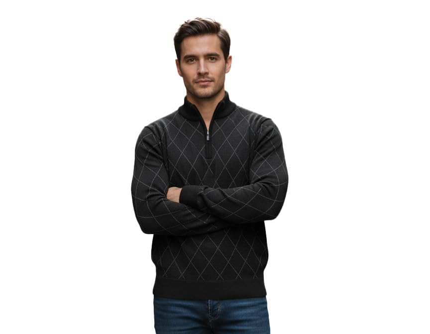 pivl Men's Winter Half Zip Diamond Sweater-picture-23