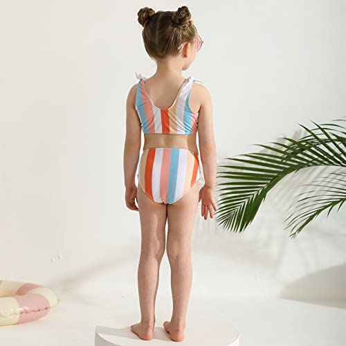 Toddler Swimsuit Girl 2-Pieces Bowknot Bathing Suits Striped Top Bikini Bottoms Swimming Suit Summer Beach Swimwear Set #TOP3