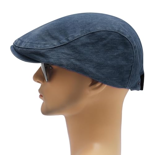 Image of ZLYC Men Cotton Flat Cap Summer Scally Ivy Gatsby Newsboy Beret Driver Cabbie Hunting Hat