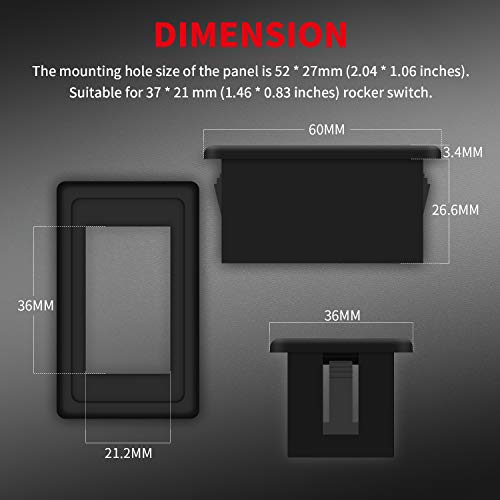 Daiertek PN-BS3-2PCS 1-Slot Rocker Switch Panel Housing Holder Black Plastic Single Mount Marine Toggle Switch Mounting Panel thumb #2