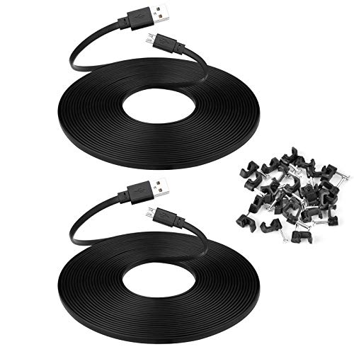 2-Pack 10 ft Micro USB Extension Cable for WYZE Cam v4, v3 Camera, Black