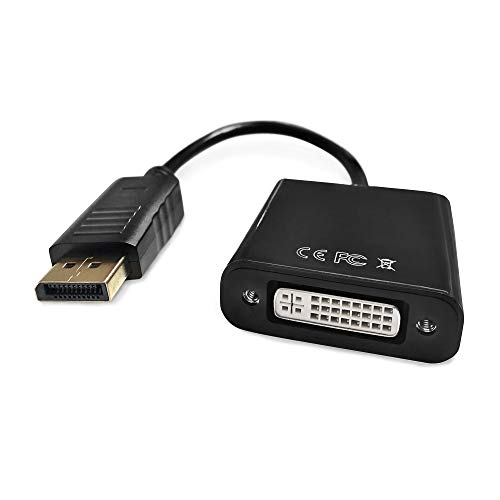 Adaptador DisplayPort a DVI 1080p, DP Macho a DVI Hembra para Pantallas, Monitores, Proyectores... Negro