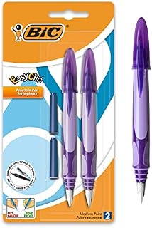 BIC EasyClic Assorted Colour Fountain Pens (Pack of 2), Blue,Green,Red,Pink