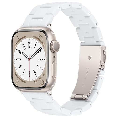 Melyis Lightweight Resin Watch Band Compatible with Apple Watch Band 41mm 40mm 38mm, Fashion Wristband Bracelet for Women Men, Watch Strap for iWatch Series 9/8/7/6/5/4/3/2/1/SE-Pure White