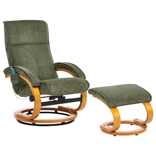 Bequemer Massagesessel mit Heizfunktion, Timer und Fußhocker grün Hero – Bild 8