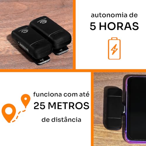 Microfone Lapela Sem Fio Para Android Iphone Ipad Celular Wireless Play and Plug Case Recarregável A