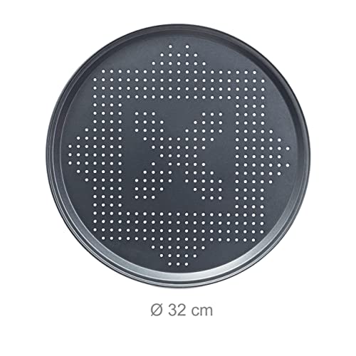 Relaxdays Teglia per Pizza, Set 4, Tegame Rotondo, Forata, Antiaderente, Vassoio per Crostate, Metallo, ∅ 29 cm, Grigio - immagine 5