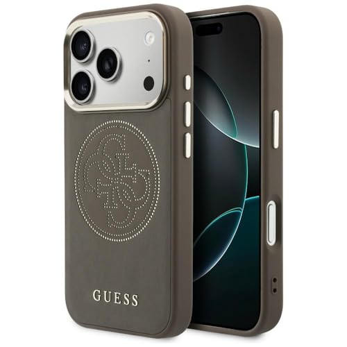 Coque iPhone 17 Pro Guess marron perforée 4G et compatible MagSafe