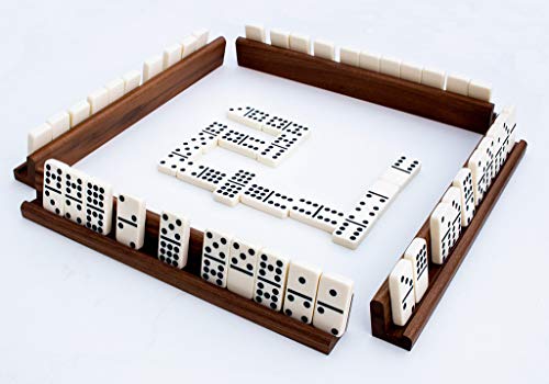 Set de 4 racks para dominó en nogal americano miniatura 2