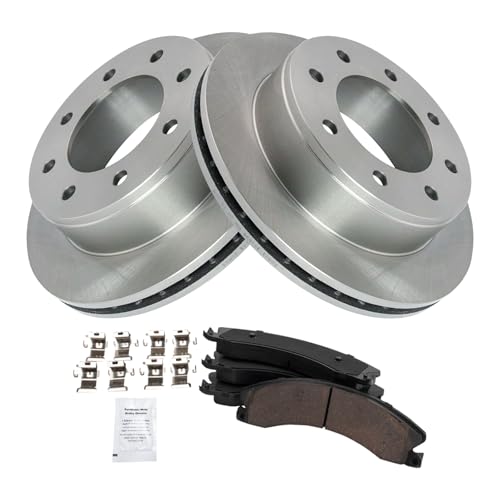 Image of TRQ Rear Brake Pad and Rotor Set Ceramic Compatible with 2009-2018 Chevrolet Express 3500 Savana 3500