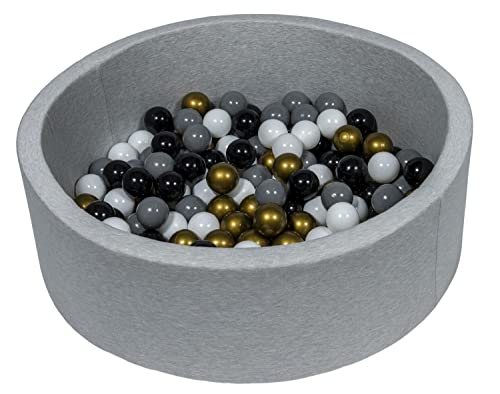Velinda Piscine a balles pour Enfant, Aire de Jeu + 150 balles (Couleurs des balles: Noir, Blanc, Or, Gris)