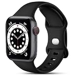 CeMiKa Compatible with Apple Watch Strap 41mm 40mm 38mm 42mm, Silicone Sport Band Replacement Straps Compatible with Apple Watch Series 11 10 9 8 7 6 5 4 3 2 1 SE SE3/iwatch Strap, Black