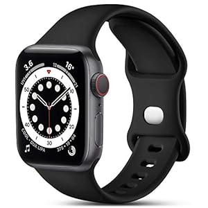 Kompatibel mit Apple Watch Armband 44mm 42mm 45mm 46mm 49mm, Ersatz Silikon Sport Armbänder Kompatibel mit iWatch Armband Series 10 9 8 7 6 5 4 3 2 1 SE, Damen Herren, Schwarz