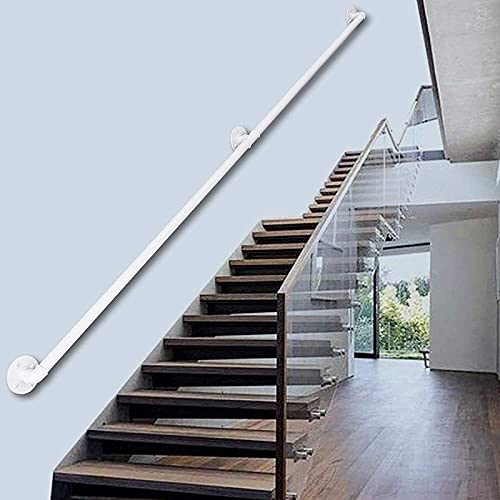 Rampe d'escalier en fer forgé blanc kit de support mural complet - 2