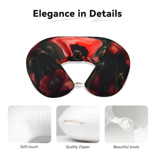 Almohada de viaje con diseño de flor de amapola roja miniatura 4