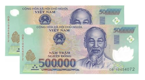 2 x 500K VND - Total 1 Million Dong - 500,000 Dong UNC Uncirculated 100% Authentic Banknote Polymer