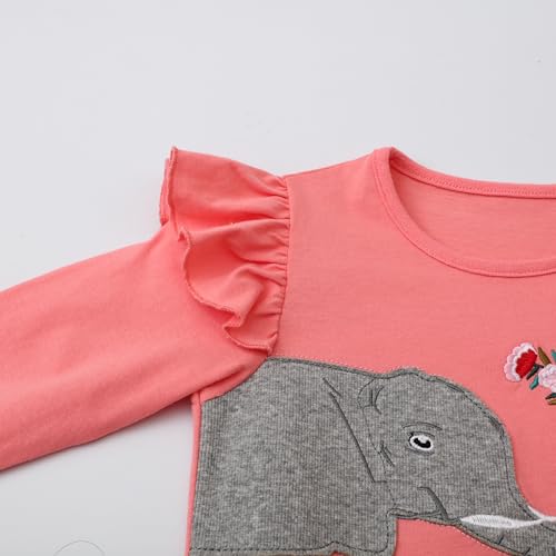 Image of Girl Long Sleeve Dress Ruffle Rainbow Color Block Cotton Casual Tiered Pleated Twirly Dress