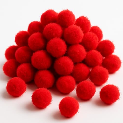 Springboard Red Pom Poms Pack of 80 Single Colour Soft Craft Pompoms for EYFS Sorting Games Sensory Play & Kids Art