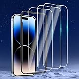 Pacote com 3 protetores de tela projetados para iPhone 14 Pro Max (6,7 polegadas) protetor de tela de vidro temperado, amigável e livre de bolhas ultra resistente (pacote com 3)