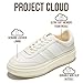Project Cloud Platform Sneakers for Women - Lightweight Memory Foam Insole Womens Sneakers - Non-Slip Fashion Sneakers for Women Footwear - Women's Fashion Platform Shoes (Nita, Nude, 6.5)