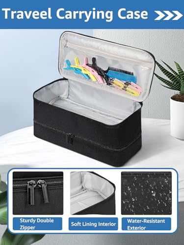 LIONVISON Hair Dryer Travel Bag: Portable Double-Layer Storage Bags - Black Hair Dryer Brush Carrying Case Organiser for Shark Flexstyle/Dyson Airwrap Styler/Volumizer and Attachments - Bag Only - Image 4