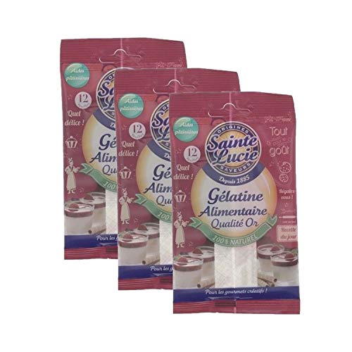 Lote de 3 gelatina alimentaria – Santa Lucía – bolsita de 12 g