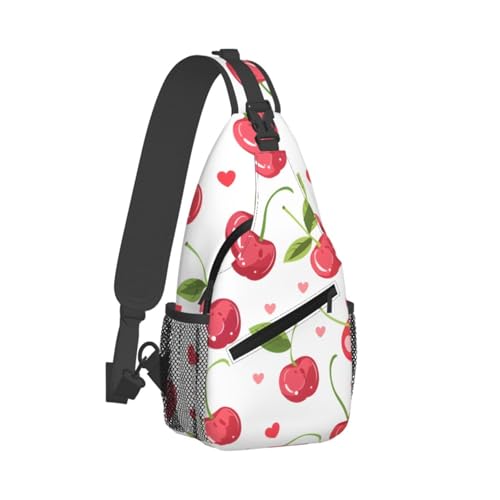 Bolso bandolera con patrón de corazones cherries, unisex miniatura 2