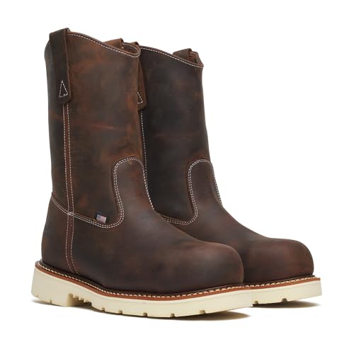 Image of Thorogood American Heritage 11 inch Steel Toe Wellington Boots for Men - Premium Full-Grain Leather, Slip-Resistant Heel Outsole and Comfort Insole
