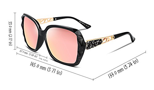 Image of FEISEDY Classic Polarized Women Sunglasses Sparkling Composite Frame B2289 (Color:-Black /Rose Gold Pink)