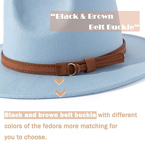 Image of Lisianthus Men & Women Vintage Wide Brim Fedora Hat | Classic Belt Buckle Decor, Adjustable Drawstring, Inner Breathable Sweatband, Timeless Style, Ideal for Travel & Daily