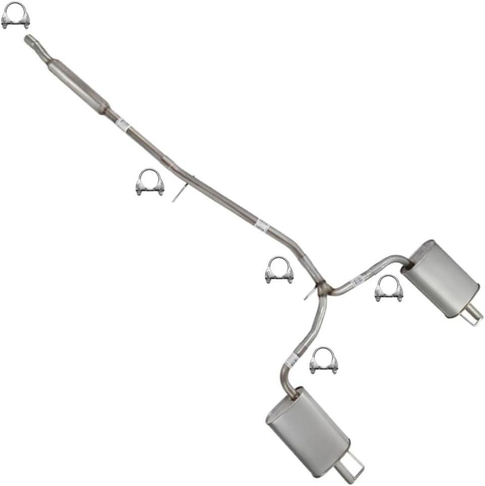 Exhaust Resonator Rear Y Pipe Pair of Mufflers Kit Compatible with Ford Flex 2013-2019 3.5L | Stainless Steel | Northeastern Exhaust | Includes Clamps | Direct-Fit Replacement