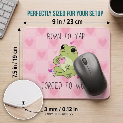 Image of Mouse Pad for Laptop & Desktop | 9x7 Inch Anti-Fray Stitched Edges | Non-Slip Rubber Base | Desk Setup Accessory for Students, Gamers & Professionals (Born to Yap)