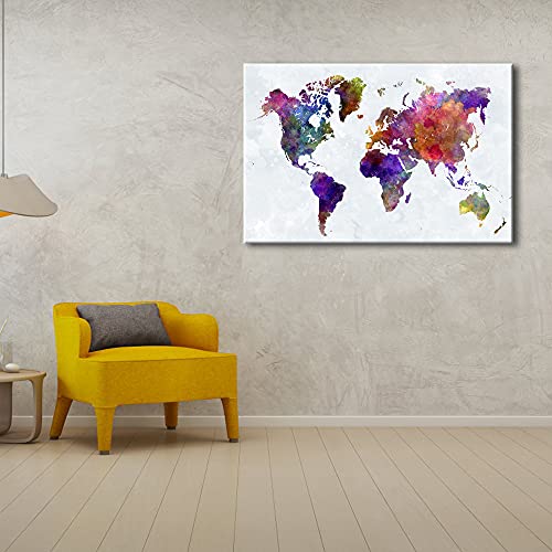Wieco Art Old Colorful World Map Extra Large Modern Gallery Wrapped Giclee Canvas Prints Artwork Abstract Landscape Pictures Paintings On Canvas Wall Art For Living Room Home Office Decorations Xl #TOP1