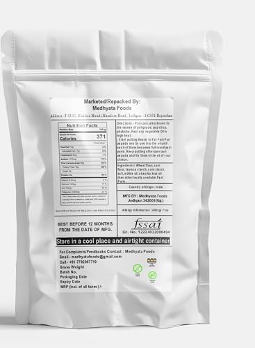 Image of Medhyata Ready to Fry Dry Golgappa (Oval Papad), 500g, 100% Whole Wheat Puris