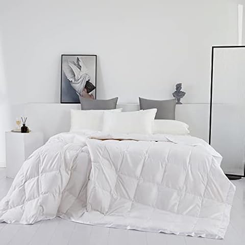 Lightweight Goose Down Comforter/Down Blanket/Duvet Insert for Summer/Warm Weather with Satin Trim,Noiseless & Extra Soft,White King Size(104x90inch) Cover