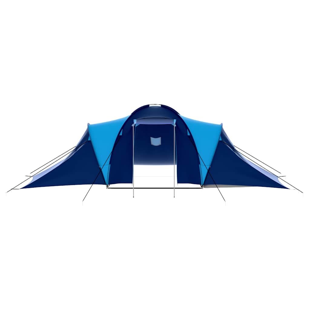 Tenda da campeggio per 9 persone, blu, verde, 3 camere, con tenda da sole e zanzariera