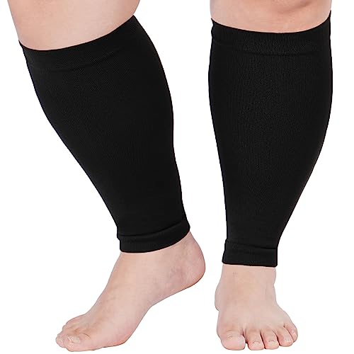 Plus Size Compression Leg Sleeves for Women& Men 15-20mmHg Wide Calf Knee High Leg Sleeves