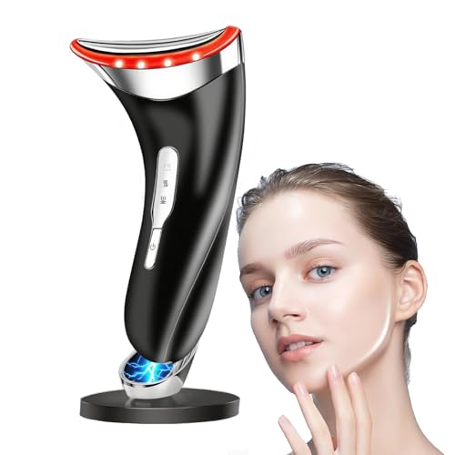 Face Massager, Anti-Wrinkle Face Device with 3 Modes & 45°C Heat, Electric Neck Lifting Massager for Skin Tightening, EMS Massage Facial Toning Firming for Women, Anti-Aging (Black)