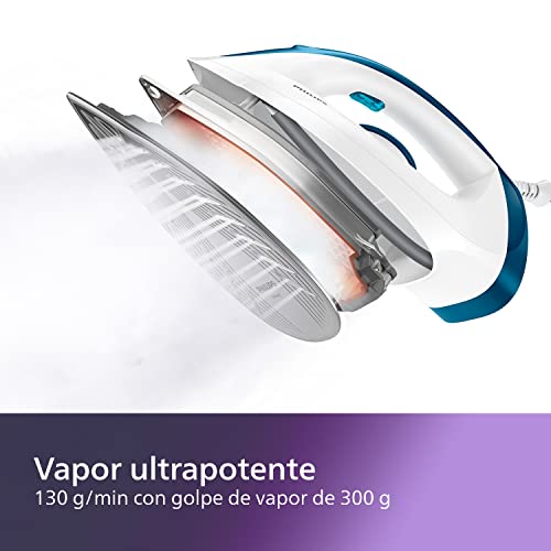 Philips-Centro-de-planchado-GC672220-Plancha-ropa-mas-rapido-con-el-doble-de-vapor-autoapagado-tamano-compacto-suela-ceramica-52-bares-golpe-de-vapor-300-gr-azul