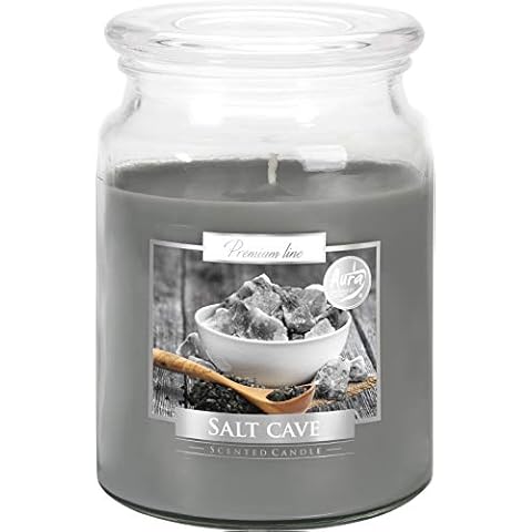 Bispol Large scented candle in a glass jar with lid, 100 hours burning, diameter 9.9 cm and height 14 cm, aroma: salt cave Cover