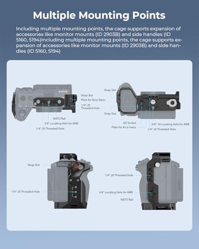 Image of SmallRig Cage Kit for Sony FX3 / FX30 with Cage, V-Mount Battery Mount Plate, LCD Screen Protector, Top Handle, Cable Clamp for HDMI, NATO Rail - 5823