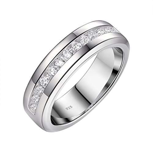 Alliance en argent 925 et zircone AAAAA éclat diamant pour homme taille 56-68