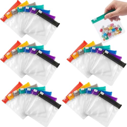 Image of Waterproof Pill Pouch Set, Self Sealing Medicine Bags, 7-14 Days Travel Pill Organizer, Water-Resistant Pill Pouch Set for Medicine Vitamins Small Items Daily Use (35 Pcs)