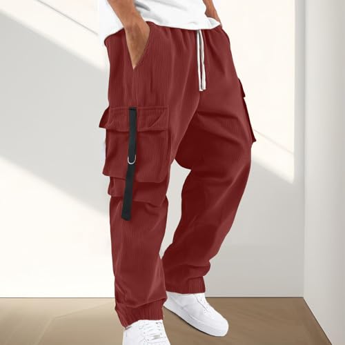 Casual Cargo Pants for Men Stretch Relaxed Fit Tactical Hiking Pants Drawstring Lightweight Tactical Work Joggers with Pocket2