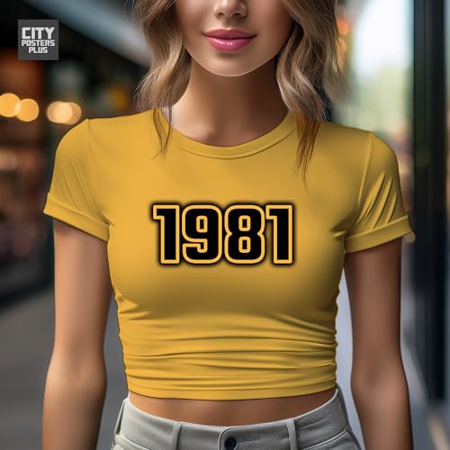 Crop top 1981 jaune doré en maille douce et extensible - 3