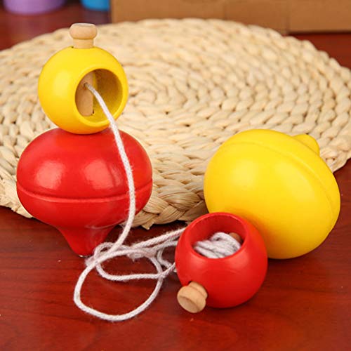 CLISPEED 2 Peças de Pião de Madeira Brinquedo de Atividade Giratória Giroscópio de Madeira Trompos B