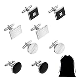 Premium Mens Cufflinks Set: This set includes 4 pairs of classic men's cufflinks, featuring timeless designs suitable for weddings, business meetings, and formal events; The versatile style ensures these black cufflinks for men complement any shirt o...