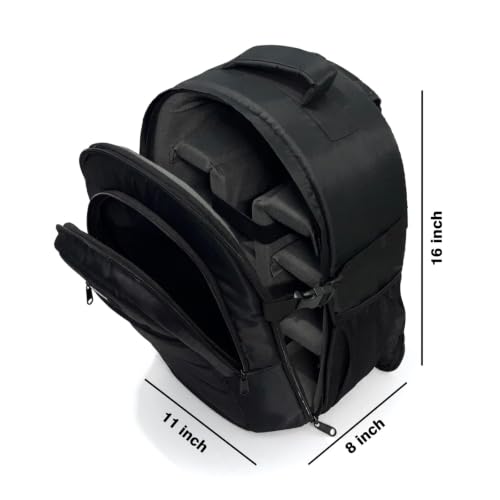 Image of J50 Waterproof Camera Backpack for DSLR & Mirrorless | Padded Dividers, Tripod Holder & Accessories Storage with Rain Cover (Black)