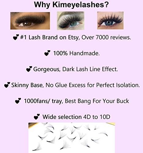 1200 Wispy Premade fans 5D 0.07 Mixed Lengths 9-16mm 1000 fans 7D 0.05 Volume loose Lashes C D Curl Handmade Fan eyelash extensions Kimeyelashes promade fan (Curl D, 5D - 0.07 - Wispy 1200f) - Thumbnail 3