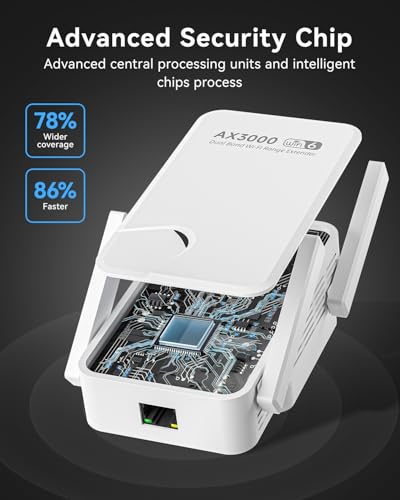 Image of WiFi Extender Signal Booster with WiFi 6 - Up to 20888 Sq.ft Coverage, AX3000 3000Mbps Dual Band WiFi Extender for 188 Devices